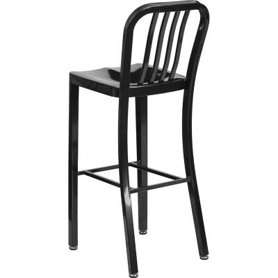 Image showing  High Metal Indoor/Outdoor Bar Stool with Vertical Slat Backrest, 43 in.