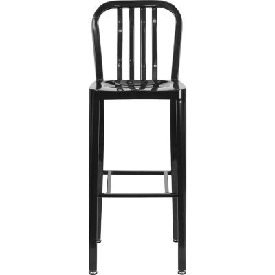 Image showing  High Metal Indoor/Outdoor Bar Stool with Vertical Slat Backrest, 43 in.