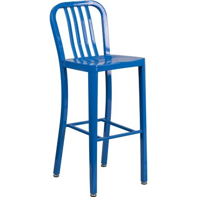 Flash Furniture High Metal Indoor/Outdoor Bar Stool with Vertical Slat Backrest, 20 in. x 15.5 in. x 43 in.