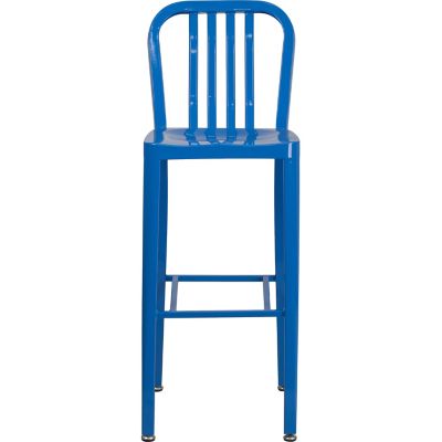 Image showing  High Metal Indoor/Outdoor Bar Stool with Vertical Slat Backrest, 43 in.