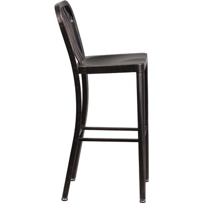Image showing 1 th Flash Furniture High Metal Indoor/Outdoor Bar Stool with Vertical Slat Backrest, 43 in.