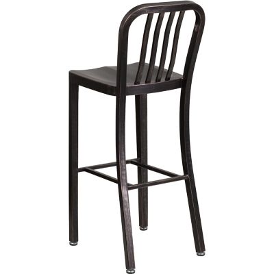 Image showing 2 th Flash Furniture High Metal Indoor/Outdoor Bar Stool with Vertical Slat Backrest, 43 in.