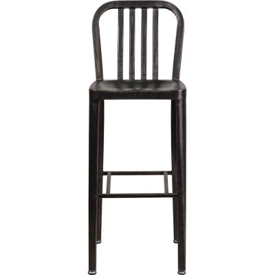 Image showing 3 th Flash Furniture High Metal Indoor/Outdoor Bar Stool with Vertical Slat Backrest, 43 in.