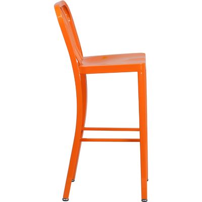Image showing 1 th Flash Furniture High Metal Indoor/Outdoor Bar Stool with Vertical Slat Backrest, 43 in.