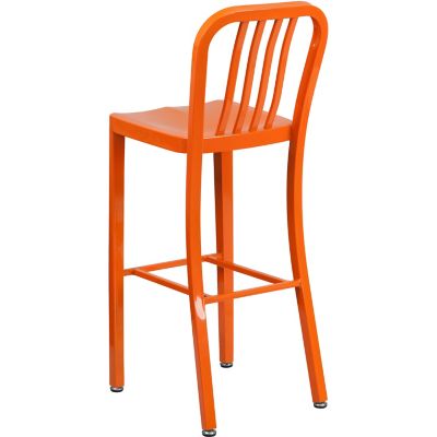 Image showing 2 th Flash Furniture High Metal Indoor/Outdoor Bar Stool with Vertical Slat Backrest, 43 in.