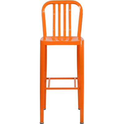 Image showing 3 th Flash Furniture High Metal Indoor/Outdoor Bar Stool with Vertical Slat Backrest, 43 in.