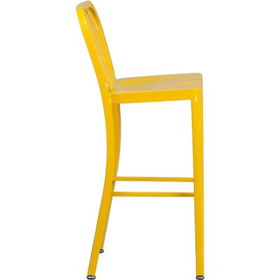 Image showing  High Metal Indoor/Outdoor Bar Stool with Vertical Slat Backrest, 43 in.