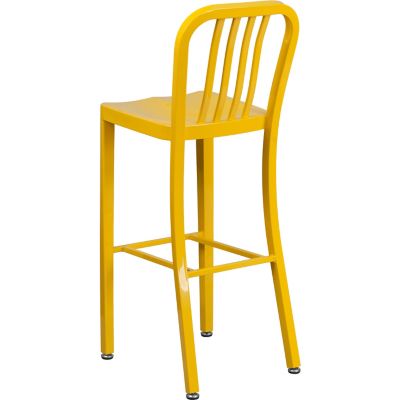 Image showing  High Metal Indoor/Outdoor Bar Stool with Vertical Slat Backrest, 43 in.