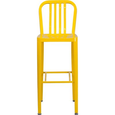 Image showing  High Metal Indoor/Outdoor Bar Stool with Vertical Slat Backrest, 43 in.