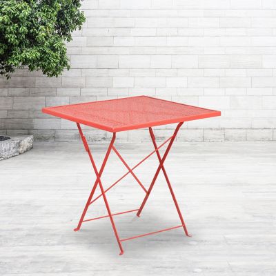 Flash Furniture Square Indoor/Outdoor Steel Folding Patio Table, 28 in.