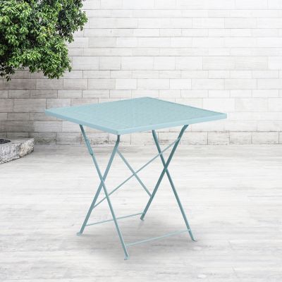 Flash Furniture Square Indoor/Outdoor Steel Folding Patio Table, 28 in.