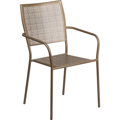 Flash Furniture Indoor/Outdoor Steel Patio Armchair with Square Back, 22 in. x 21-3/4 in. x 35 in., White -  CO-2-GD-GG