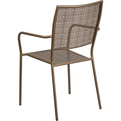 Image showing  Indoor/Outdoor Steel Patio Armchair with Square Back, 22 in. x 21-3/4 in. x 35 in., White