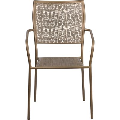 Image showing  Indoor/Outdoor Steel Patio Armchair with Square Back, 22 in. x 21-3/4 in. x 35 in., White