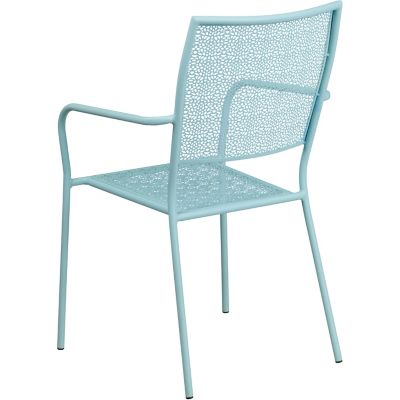 Image showing  Indoor/Outdoor Steel Patio Armchair with Square Back, 22 in. x 21-3/4 in. x 35 in., White