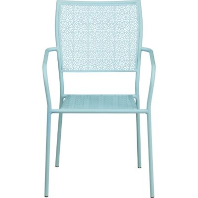 Image showing  Indoor/Outdoor Steel Patio Armchair with Square Back, 22 in. x 21-3/4 in. x 35 in., White
