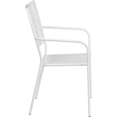 Image showing  Indoor/Outdoor Steel Patio Armchair with Square Back, 22 in. x 21-3/4 in. x 35 in., White