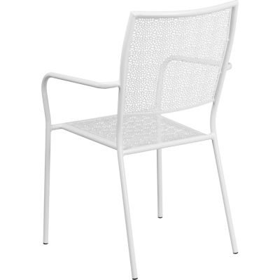 Image showing  Indoor/Outdoor Steel Patio Armchair with Square Back, 22 in. x 21-3/4 in. x 35 in., White