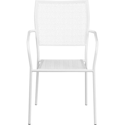 Image showing  Indoor/Outdoor Steel Patio Armchair with Square Back, 22 in. x 21-3/4 in. x 35 in., White