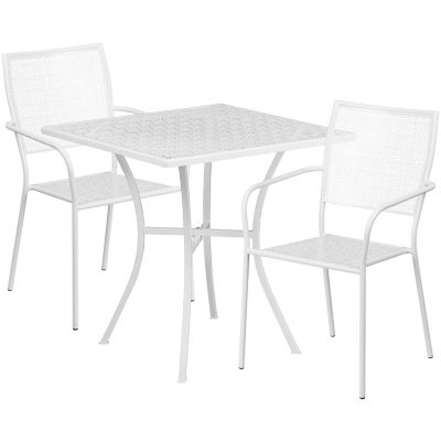 Image showing  3 pc. Square Indoor/Outdoor Steel Patio Bistro Set with 2 Square Back Chairs, 28 in.