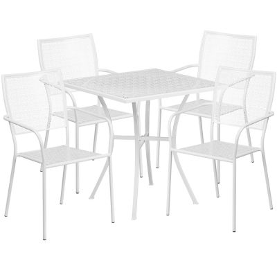 Image showing  5 pc. Square Steel Indoor/Outdoor Patio Table Set with 4 Square Back Chairs, 28 in.
