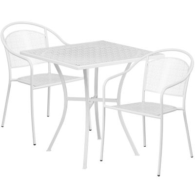 Image showing  3 pc. Square Indoor/Outdoor Steel Patio Bistro Set with 2 Round Back Chairs, 28 in.