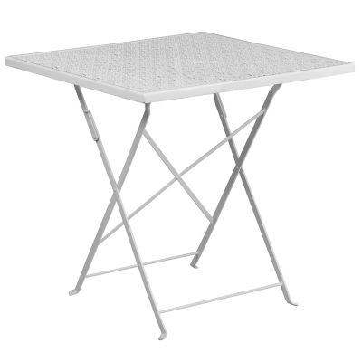 Image showing  5 pc. Square Steel Indoor/Outdoor Folding Patio Table Set with 4 Square Back Chairs, 28 in.