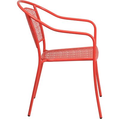 Image showing  Indoor/Outdoor Steel Patio Armchair with Round Back, 24 in. x 21 in. x 32-1/4 in., White