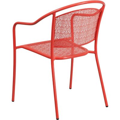 Image showing  Indoor/Outdoor Steel Patio Armchair with Round Back, 24 in. x 21 in. x 32-1/4 in., White