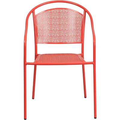 Image showing  Indoor/Outdoor Steel Patio Armchair with Round Back, 24 in. x 21 in. x 32-1/4 in., White