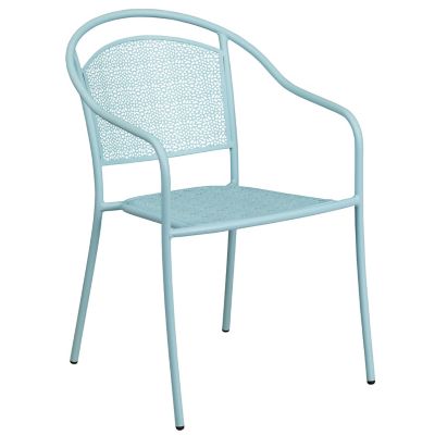 Flash Furniture Indoor/Outdoor Steel Patio Armchair with Round Back, 24 in. x 21 in. x 32-1/4 in., White -  CO-3-SKY-GG