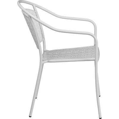 Image showing  Indoor/Outdoor Steel Patio Armchair with Round Back, 24 in. x 21 in. x 32-1/4 in., White