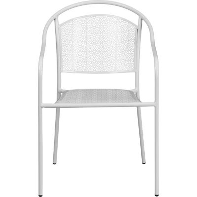 Image showing  Indoor/Outdoor Steel Patio Armchair with Round Back, 24 in. x 21 in. x 32-1/4 in., White