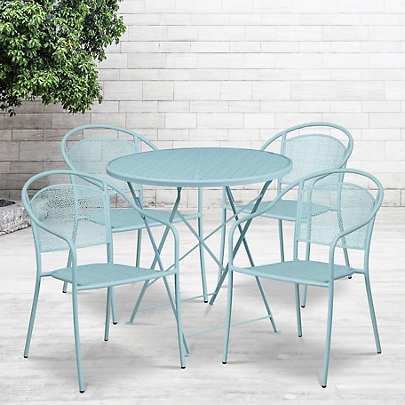 Flash Furniture 5 pc. Round Steel Indoor/Outdoor Folding Patio Table Set with 4 Round Back Chairs, 30 in.