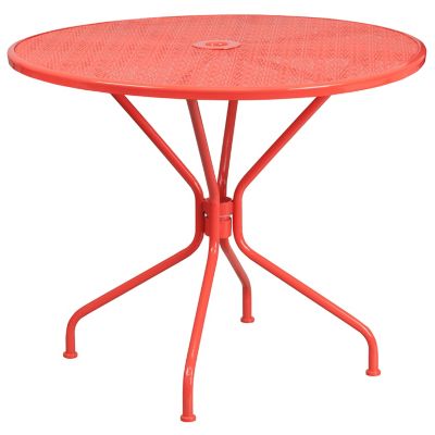 Image showing  5 pc. Round Steel Indoor/Outdoor Patio Table Set with 4 Square Back Chairs, 35.25 in.