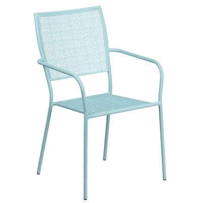 Image showing  5 pc. Round Steel Indoor/Outdoor Patio Table Set with 4 Square Back Chairs, 35.25 in.
