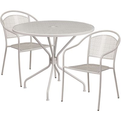 Image showing  3 pc. Round Indoor/Outdoor Steel Patio Bistro Set with 2 Round Back Chairs, 35.25 in.