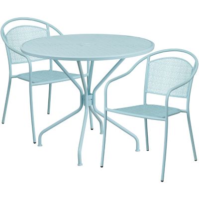 Image showing  3 pc. Round Indoor/Outdoor Steel Patio Bistro Set with 2 Round Back Chairs, 35.25 in.