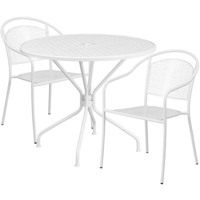 Image showing  3 pc. Round Indoor/Outdoor Steel Patio Bistro Set with 2 Round Back Chairs, 35.25 in.