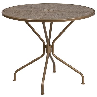 Image showing  5 pc. Round Steel Indoor/Outdoor Patio Table Set with 4 Round Back Chairs, 35.25 in.