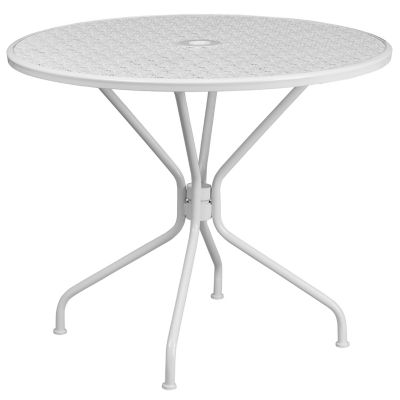 Image showing  5 pc. Round Steel Indoor/Outdoor Patio Table Set with 4 Round Back Chairs, 35.25 in.
