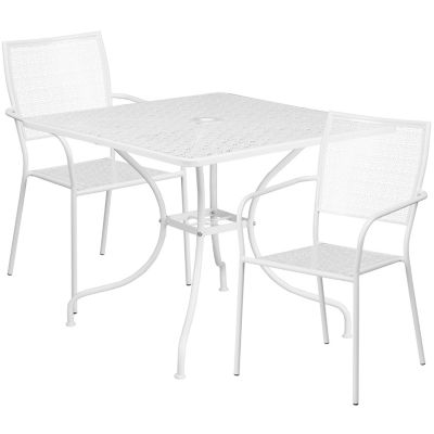 Image showing  3 pc. Square Indoor/Outdoor Steel Patio Bistro Set with 2 Square Back Chairs, 35.5 in.