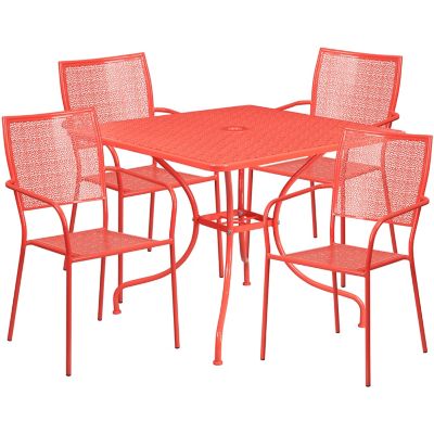 Image showing  5 pc. Square Steel Indoor/Outdoor Patio Table Set with 4 Square Back Chairs, 35.5 in.