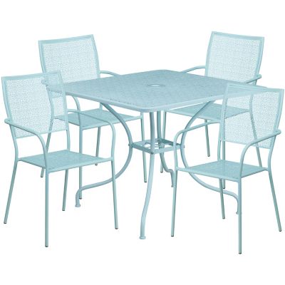 Image showing  5 pc. Square Steel Indoor/Outdoor Patio Table Set with 4 Square Back Chairs, 35.5 in.