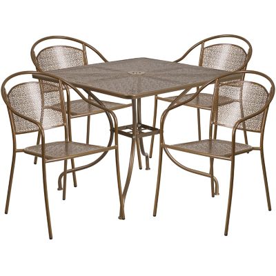 Image showing  5 pc. Square Steel Indoor/Outdoor Patio Table Set with 4 Round Back Chairs, 35.5 in.