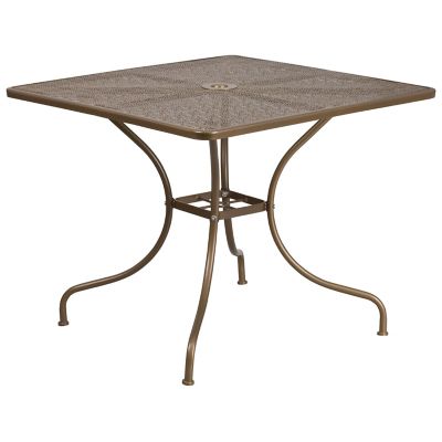 Image showing  5 pc. Square Steel Indoor/Outdoor Patio Table Set with 4 Round Back Chairs, 35.5 in.