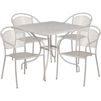 Image showing  5 pc. Square Steel Indoor/Outdoor Patio Table Set with 4 Round Back Chairs, 35.5 in.