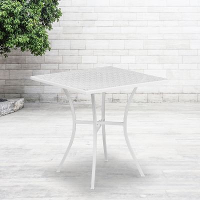Image showing  28 in. Square Indoor/Outdoor Steel Patio Table, White.