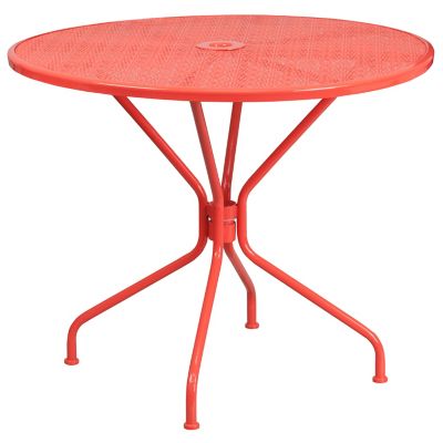 Flash Furniture Round Indoor/Outdoor Steel Patio Table, 35-1/4 in. x 28-3/4 in.