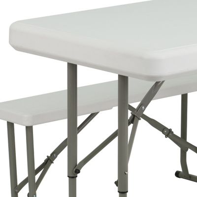 Image showing 8 th Flash Furniture Plastic Folding Table and Benches Set, 330 lb. Capacity
